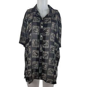 Chico's Designs Semi Sheer Face/Hearts Black/Tan Blouse 2 - M